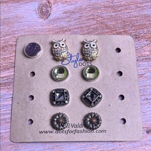 Style Dots Owl and Gemstone 9 piece Set 12mm